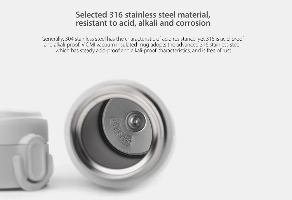 Mijia VIOMI 460ml Stainless Steel Vacuum Insulated Mug Sealed Water Bottle