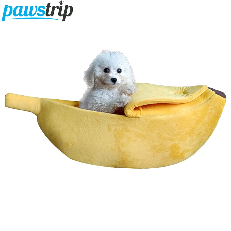 pawstrip Banana Dog Bed House Soft Warm Cat Beds Winter Puppy Kennel Hamster Rabbits Bed Nest