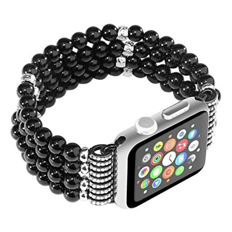 Agate Watch Strap for Apple Watch 38mm 42mm Hematite Bracelet Watch Band for iwatch 3 2 1 Jade Pulseira Feminina Watchband (16)