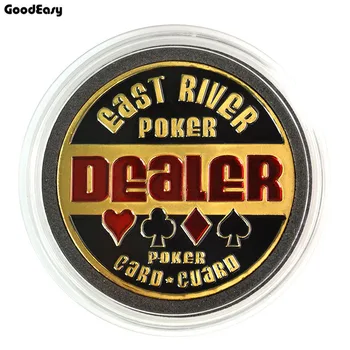 

Poker Card Guard Protector Metal Token Coin with Plastic Cover Texas Poker Chip Set Casino Dealer Button 1pcs