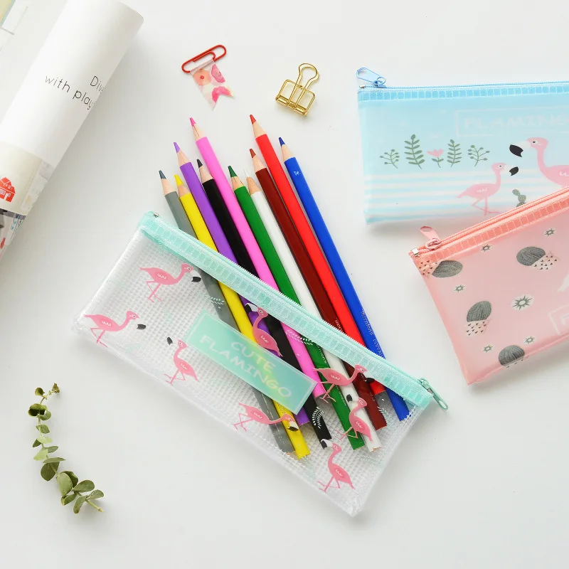 buy ezone 1pc cute nice flamingo bird file bag mesh bag pvc file