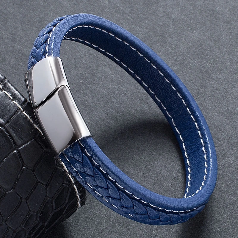 

2019 Gold/Black/Silver Magnetic Buckle Trendy Leather Bracelet Men Women Charm Bracelets Pulseras Male Female Jewelry ALL3