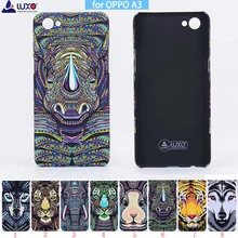 Original Luxo rei Da Floresta Série Animal Enfrenta Animais Leão Lobo Coruja Padrão Rígido de Volta Caso de Telefone Capa para OPPO A3