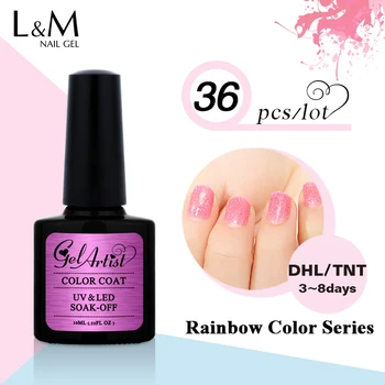 

36 pcs Free Shipping UV Gel Brand Gelartist Rainbow Series Gel Nail Polish Long Lasting Varnish 12 color for choose