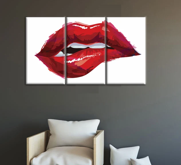 3 Piece Sexy Red Lips Modern Painting Wall Art Wall Pictures for
