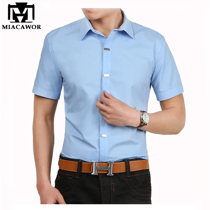 Мужская рубашка с коротким рукавом Camisa Masculina MC072 повседневная приталенная