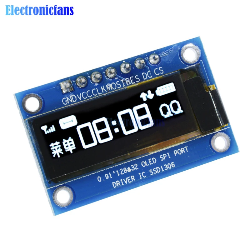 IIC I2C 0.91/" 128x32 Blanco OLED Pantalla LCD Módulo 3.3v 5v para Arduino PIC Cp