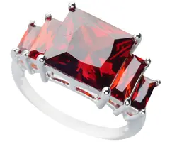 Восторженный красный гранат 10*10 мм полудрагоценный камень серебро Прохладный для женщин кольцо Q1725
