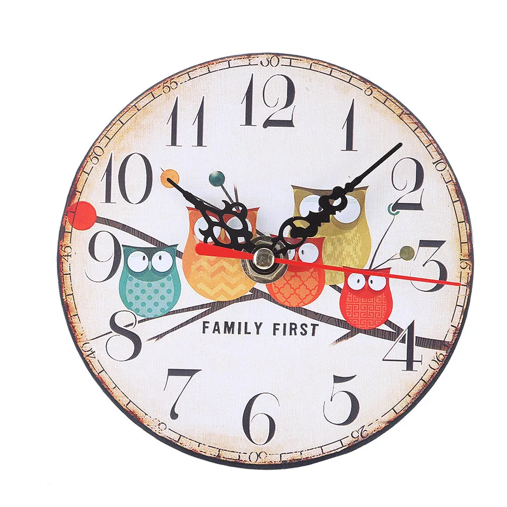 Домашний декор DIY круглые Настенные часы имитация дерева с принтом совы ретро часы для гостиной, спальни, офиса, украшения дома часы 325Z