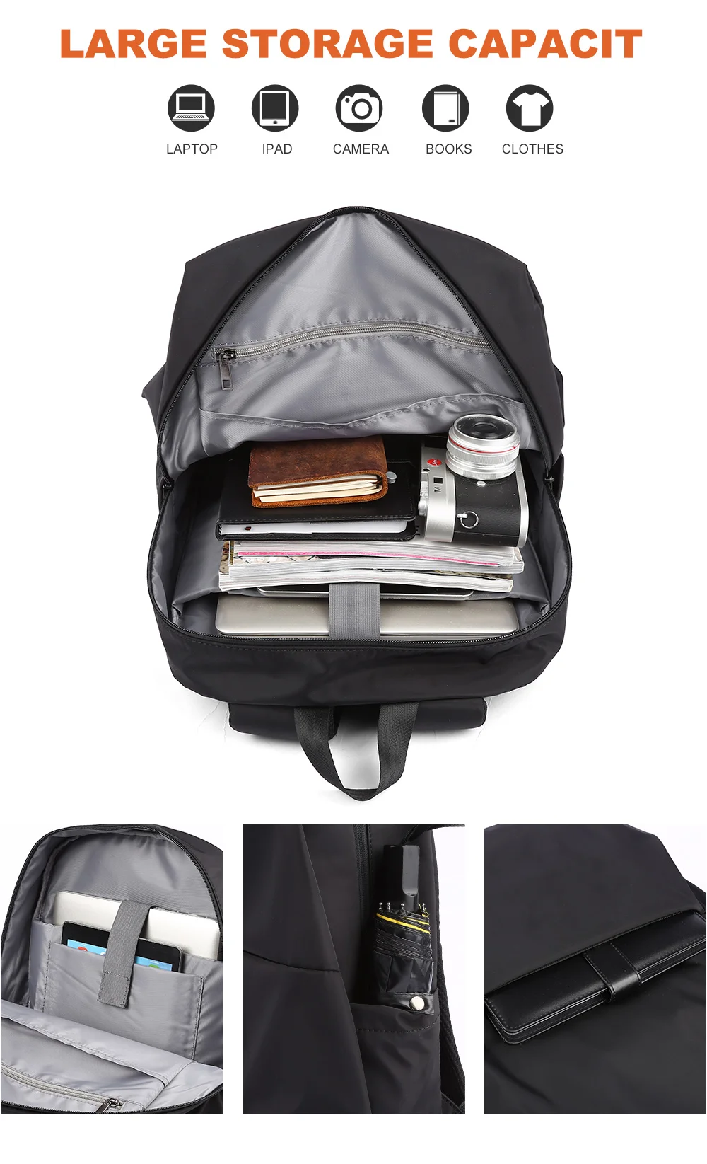 Moyyi mochila estilo simples grande capacidade homem