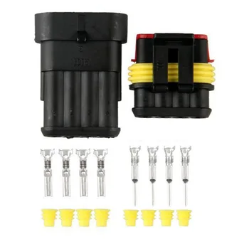 

Dewtreetali Wholesale 5 Sets NEW Car Auto 4 Pin Way Sealed Waterproof Electrical Wire Connector Plug Set