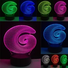 3D ночник красочный Улитка визуальный свет 7 цветов Изменение USB светодиодный настольный стол Дети Спящая Спальня Декор рождественские подарки