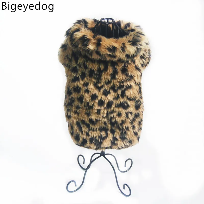 Bigeyedog сексуальное леопардовое пальто для собак зимняя одежда для собак куртка с капюшоном верхняя одежда Пудель Йоркширский терьер домашний питомец породы Бишон костюм наряд