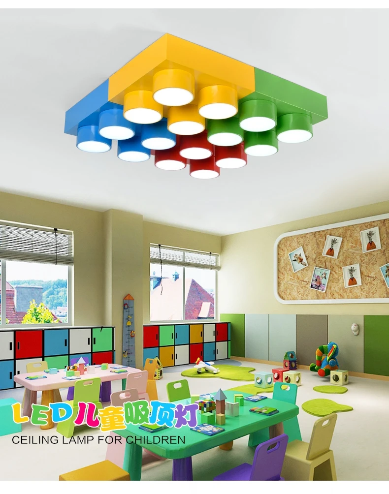 New Creative Lego Lights Led Building Blocks Kindergarten Cartoon Hall Amusement Park Color Classroom Ceiling Chandelier Ceiling Lights Aliexpress