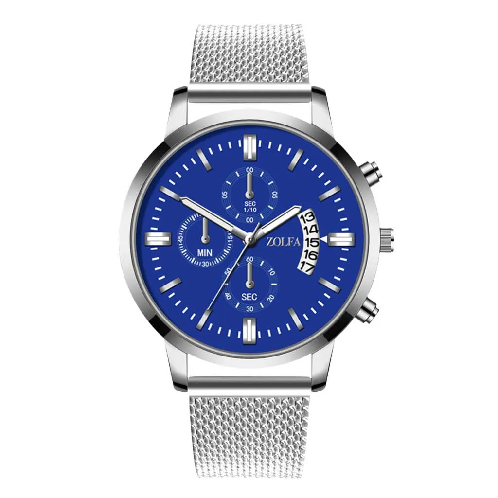 

Blue Watch Stainless Steel Calendar Men Watches Business Quartz Watch Waterproof male clock Top Brand Luxury Relogio Masculino