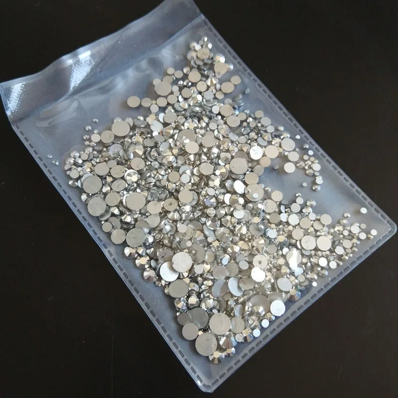

New Packing Mix size SS3-SS30(1200PCS) Decoration Stone Mine Silve for Nail Art For Nails 3D Nail Art Deco Glue on free shipping