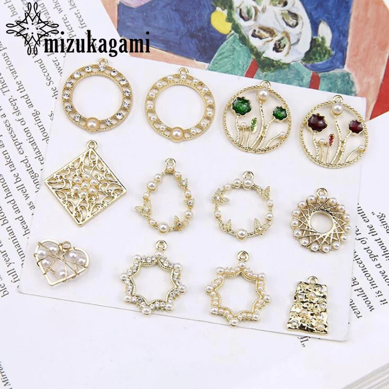 

Zinc Alloy Pearl Drilling Water Drop Wreath Charms 10pcs/lot For DIY Fashion Jewelry Making Finding Accessories