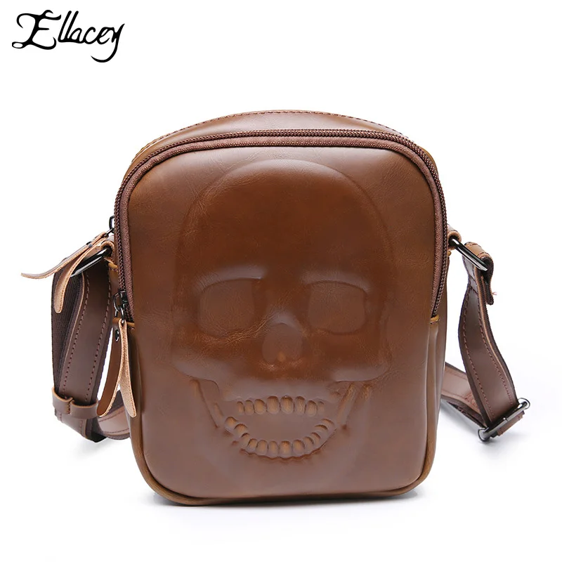 

European American Retro Small Skull Bag Casual Men's Shoulder Bag New Ghost Head Pattern Streetwear Shoulder Crossbody Bags