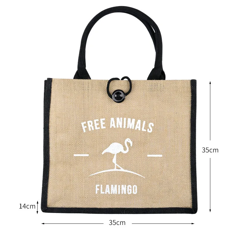 Летняя женская Фламинго Сова джут хлопок Роскошные сумка большой вместимости Женская Повседневная сумка пляжная сумка для покупок для