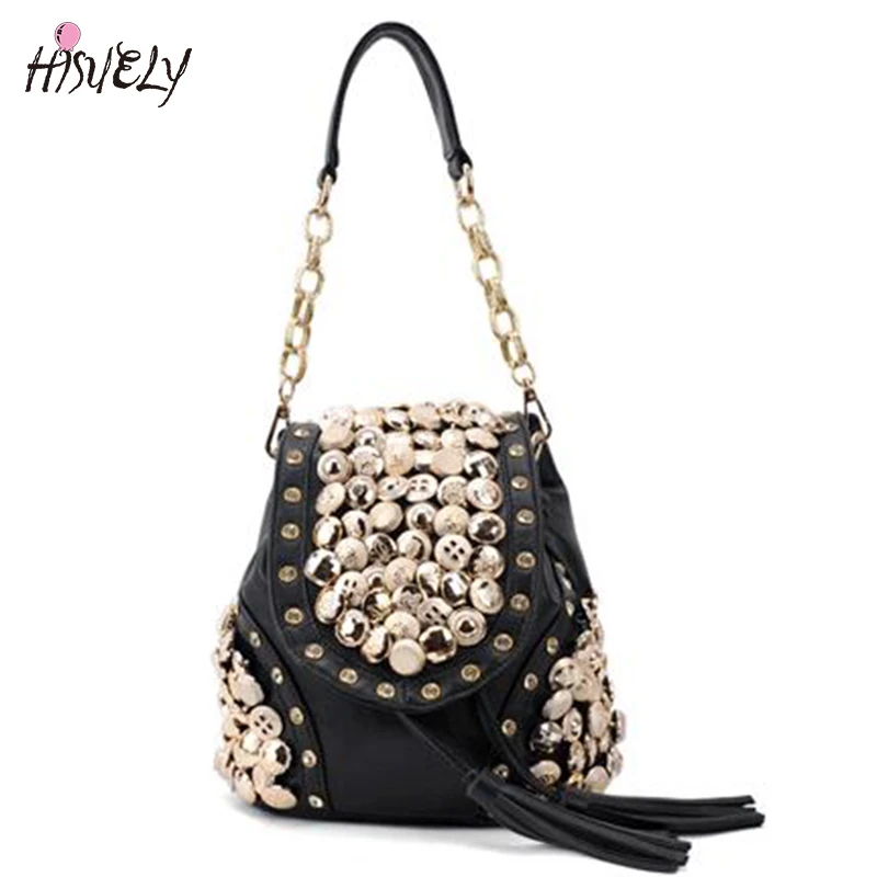 

2020 new women coin bag backpack fashion diamond button retro package tassel shoulder bag diagonal package cross body bags