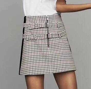 2018 fall new fashion Engeland stijl klassieke plaid patchwork vrouwen hoge taille mini A-lijn rokken 2018 fall new fashion Engeland stijl klassieke plaid patchwork vrouwen hoge taille mini A-lijn rokken