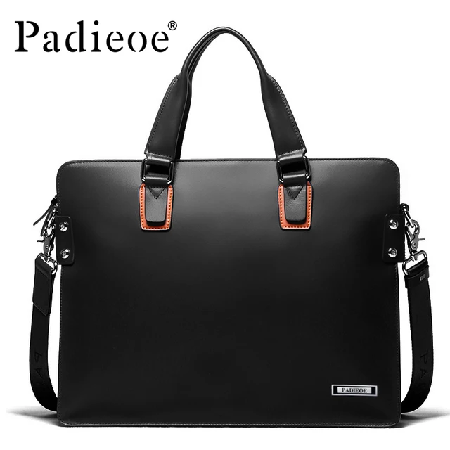 Padieoe Men 14 inch Laptop Briefcase Genuine Leather Men Bags Business Men Messenger Bags Luxury Male Briefcases Handbags