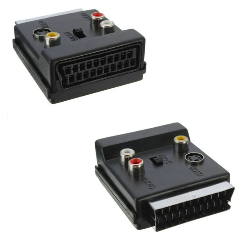 RGB Scart 21 Pin штекер гнездо + 3 RCA AV S видео адаптер конвертер с переключателем