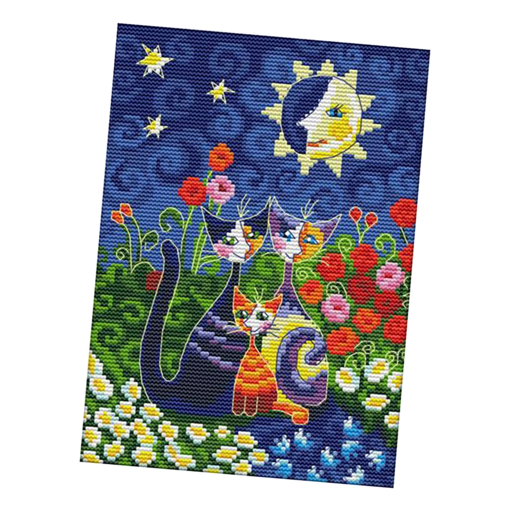Dimensions Cross Stitch Kit SunFlower Cats Stamped for Kids Baby Girls 11ct 14ct Counted  NeedleWork