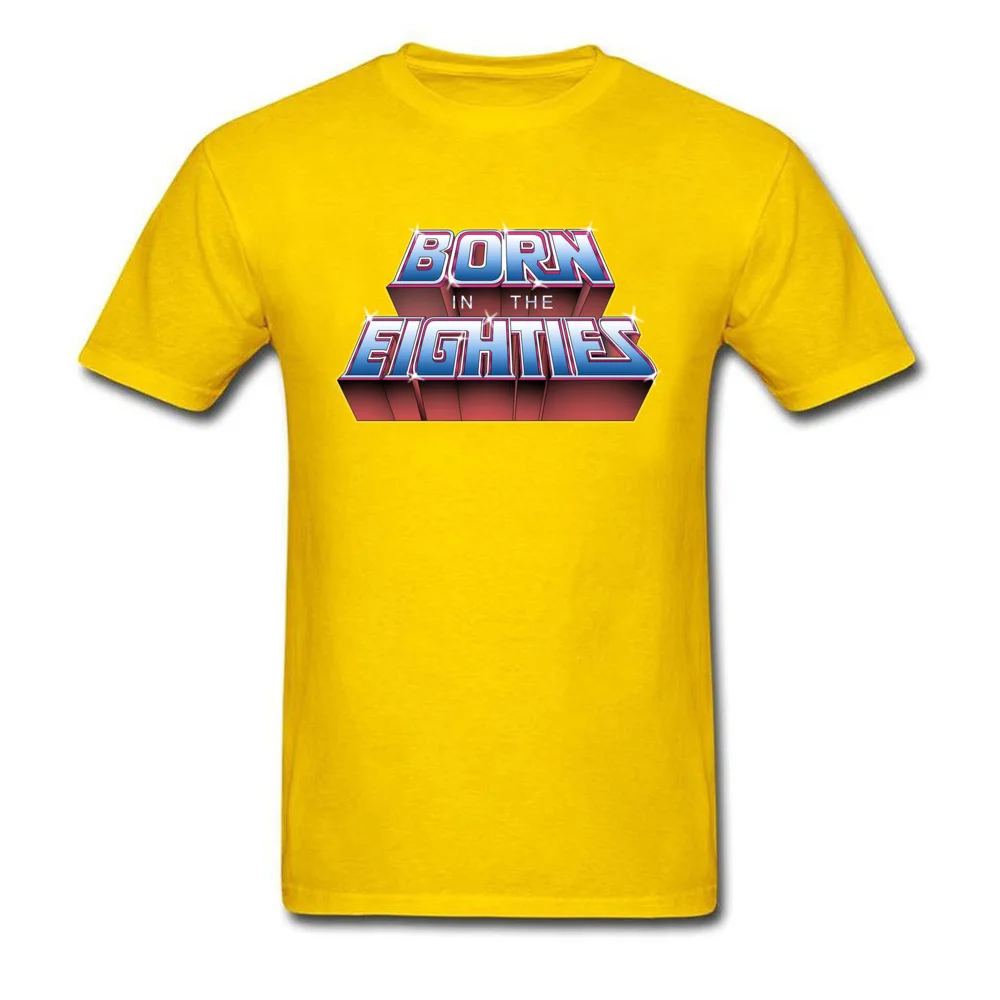 born in the eighties 8735 100% Cotton Tops & Tees for Students Normal T Shirt Group Rife Round Collar Tee-Shirts Short Sleeve born in the eighties 8735 yellow