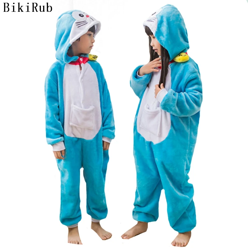 

BIKIRUB Children Pajama Winter Hooded Sleepwear Boys Girl Pajama Set Kigurumi Cute Cat Cartoon Animal Kid Pyjama Flannel Pijama