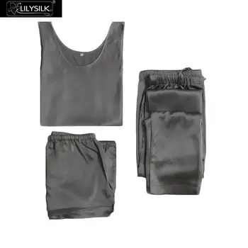 

LilySilk 100 Silk Camisole Set 3pcs Pijama Women Feminino 22 momme Luxury Natural Wemen's Clothing Free Shipping