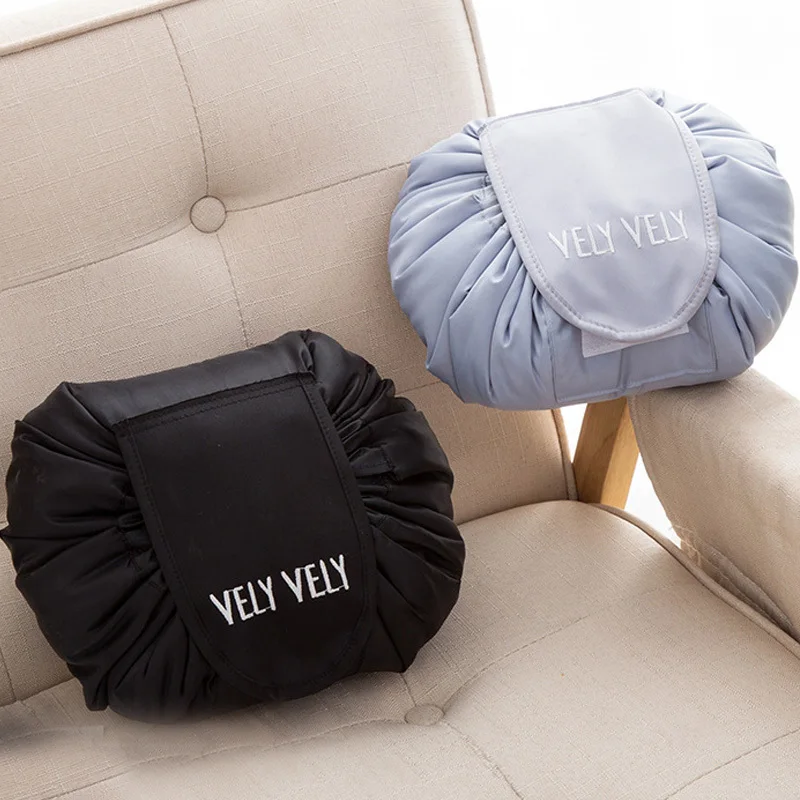 

Lazy Cosmetic Bag Travel Pull rope Beam port Make Up Bag Women Portable Drawstring Bulk Storage Makeup Bag Wash Bags Organizer