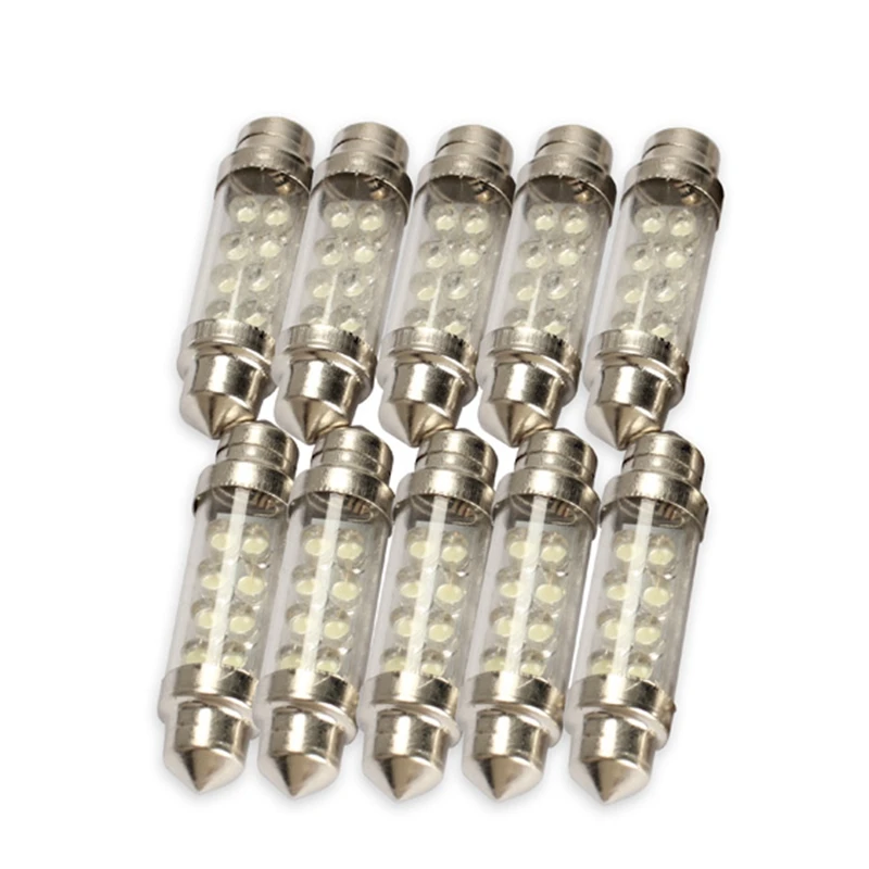 

10Pcs 42mm 8 LED Car Interior Light Dome Festoon Lamp Bulb 12V Auto Reading/Door Light-emitting Diode Lamp w/ Aluminum Heat Fin