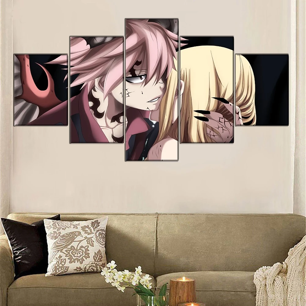 Canvas Hd Print Picture Wall Art Decor Framework 3 Piece Anime Fairy Tail Lucy Heartfilia And Natsu Dragneel Painting Home Decor Painting Calligraphy Aliexpress
