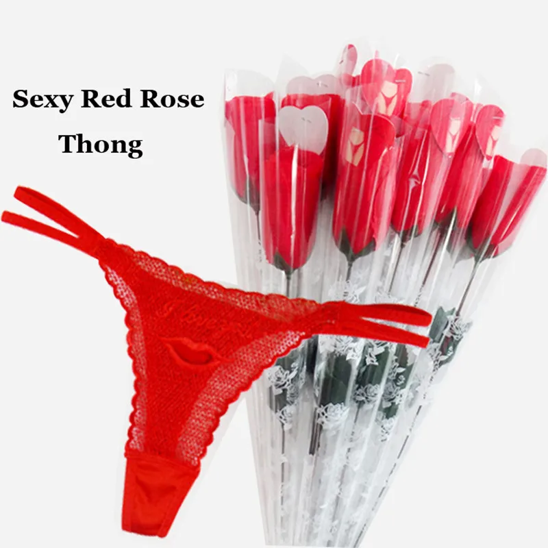 

5pcs sales woman lace underwear tanga sexy panties thong red rose thong flower g string femme lingerie birthday Valentine's gift