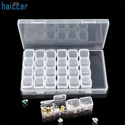 Ящик для хранения ногтей haicar многофункциональный 1 компл. 28 решетки Пластик лак для инструмента украшения Пустой чемодан Box Оборудование