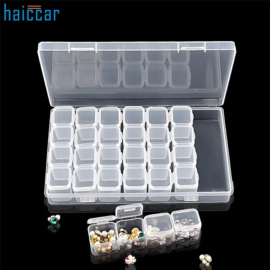 Nail Storage Box HAICAR Multifunctional 1Set 28 Lattice Plastic Nail