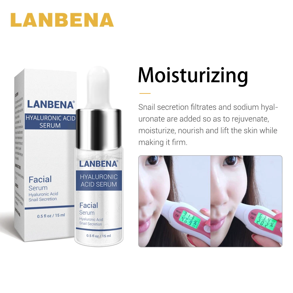 Online Lanbena Vitamin C Serum + Enam Peptida Serum 24 K Emas + Hyaluronic Acid Serum Anti Aging Pelembab Kulit perawatan Whitening Mencerahkan