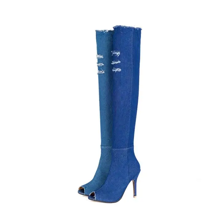 

Female over the knee boots open toe cowboy boots fashion women's autumn high heels thigh high boots