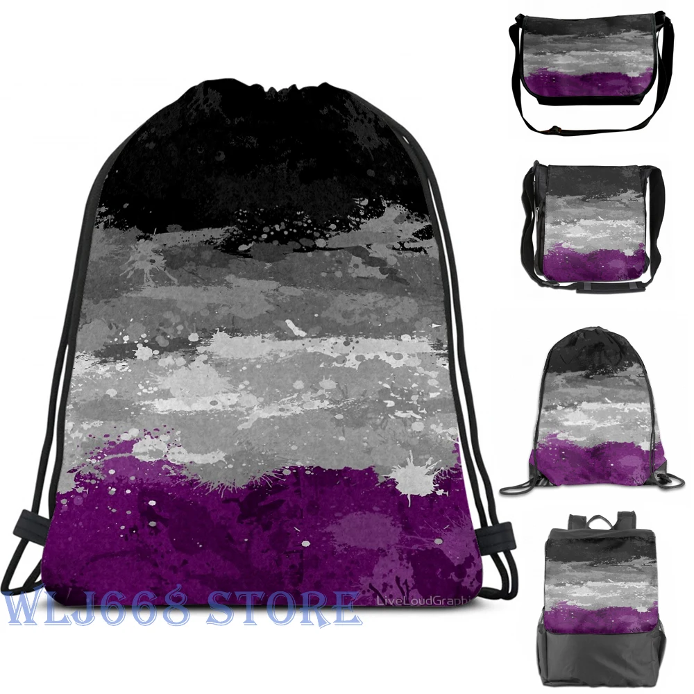 

Funny graphic print shoulder Bags women Asexual Paint Splatter Flag Single shoulder backpack travel for men Gym Bag