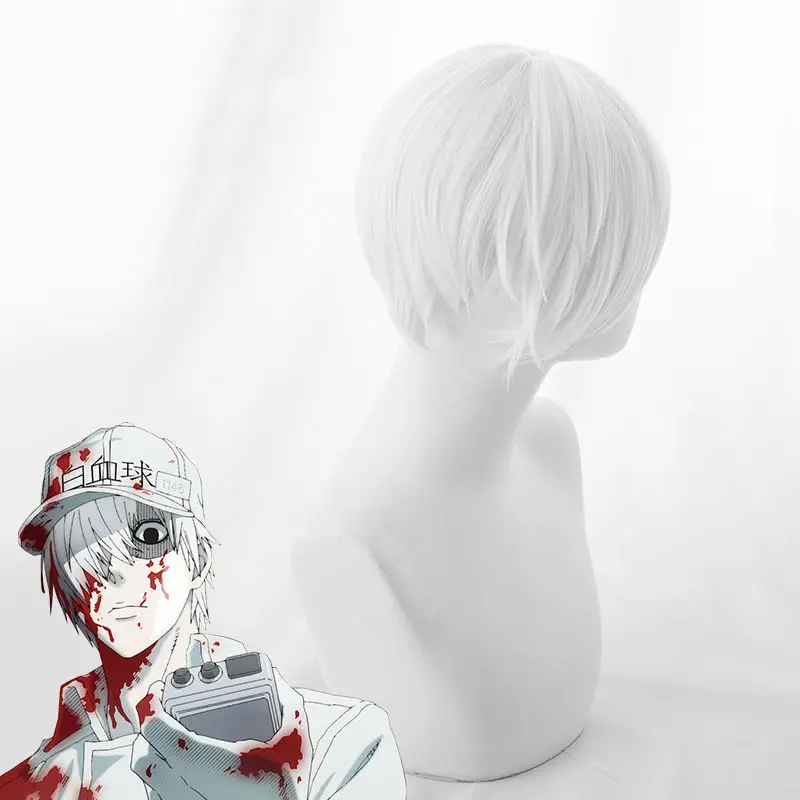 Парик для косплея по мотивам аниме Hataraku Saibou Плетеный с красными кровяными