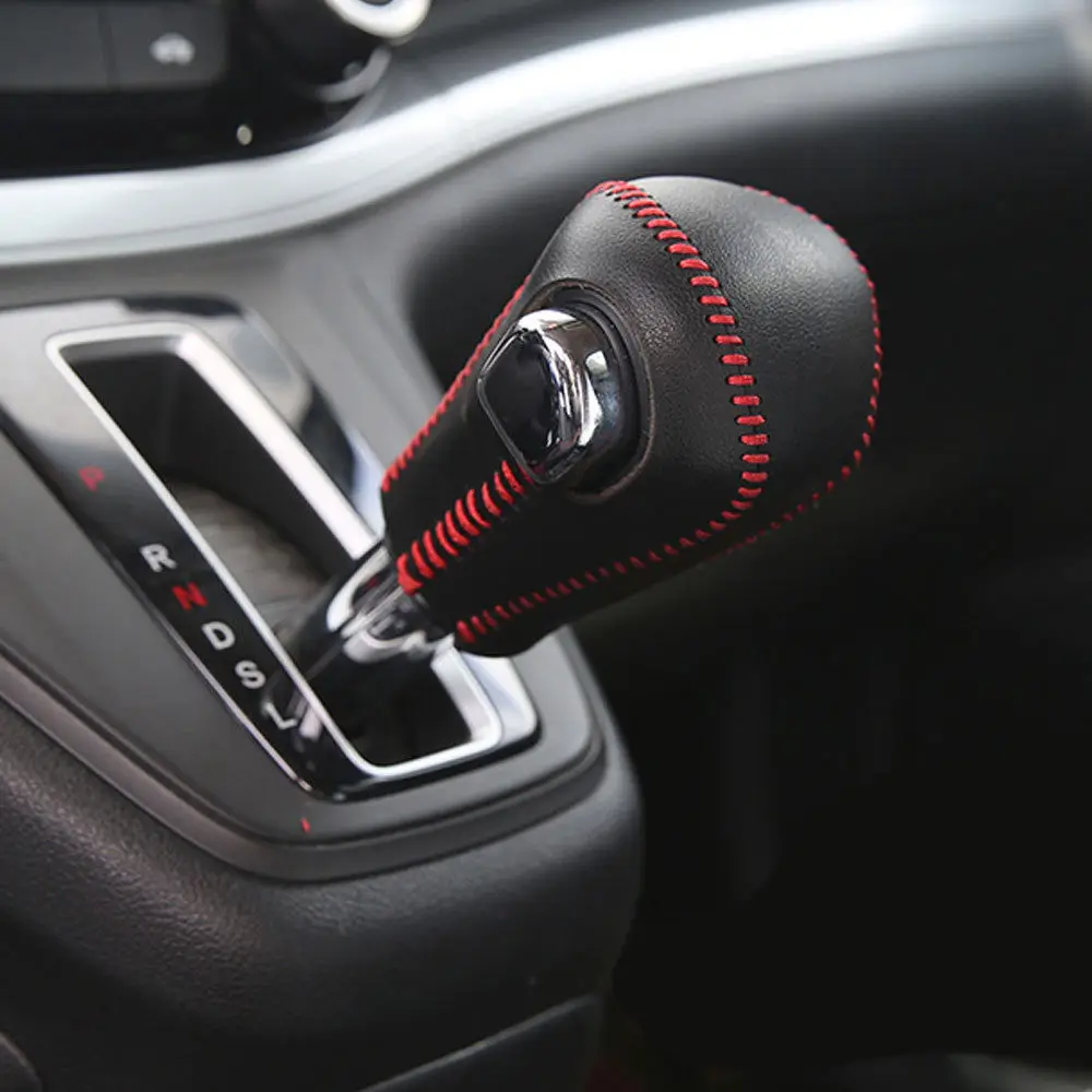 Сшитая вручную из искусственной кожи ручка переключения рулевого механизма автомобиля палка крышка отделка шитье шестерни переключения воротники для Honda CR-V CRV стайлинга автомобилей