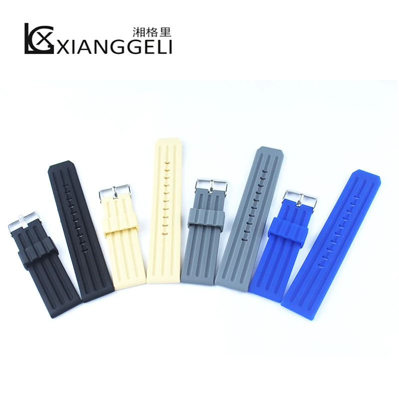 

Watch Accessories 22mm Silicone Strap Flat Straight Outdoor Sport Diving Rubber Strap for Adaptation TAG Heuer Midea Panerai.