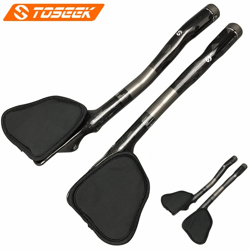 

TOSEEK Carbon Fiber Bicycle Triathlon Extender Aero TT Bar Ends Bicycle Rest Handlebars 340mm 12K Matte Glossy