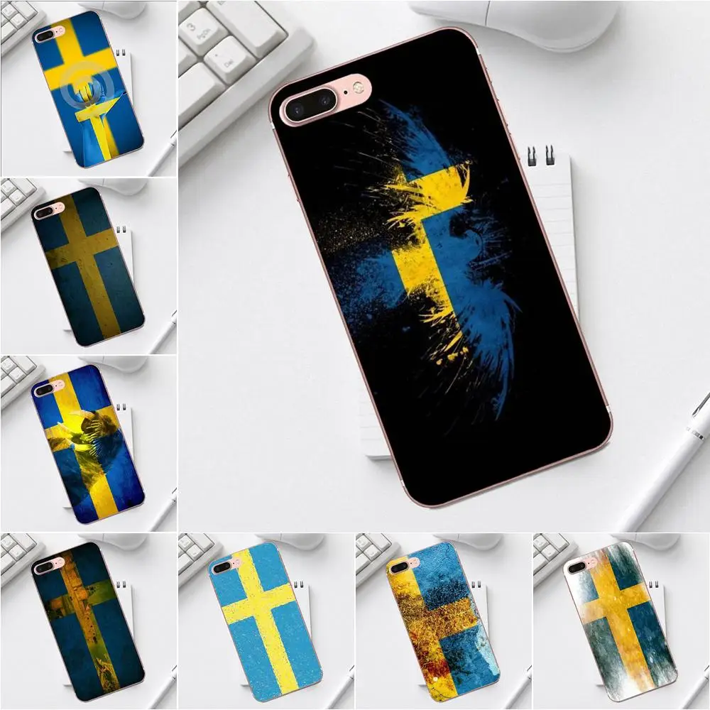 Qdowpz Тонкий силиконовый чехол Королевство Швеции Флаг для iPhone 4 4S 5 5C SE 6 6S 7 8 Plus X XS Max