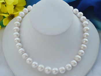 

z6316 AAA++ 14mm WHITE ROUND freshwater PEARL NECKLACE 17inch (A0322)