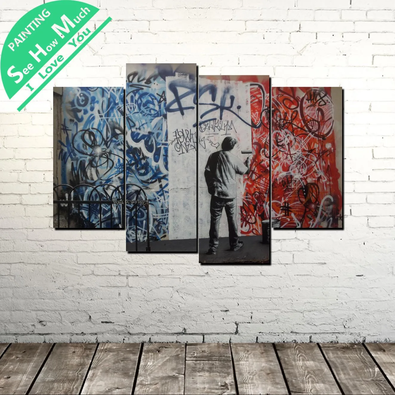 Дешево 4 шт. уличный художник роспись на стене Современная Настенная живопись Плакаты и печатает изображение холст картины подставил фотографии