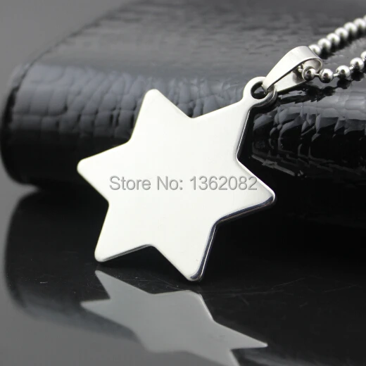

SENHUA! New Silver Tone Stainless Steel Two Sided Polished Solid Star of David Hexagram Charm Pendant Necklace MN241