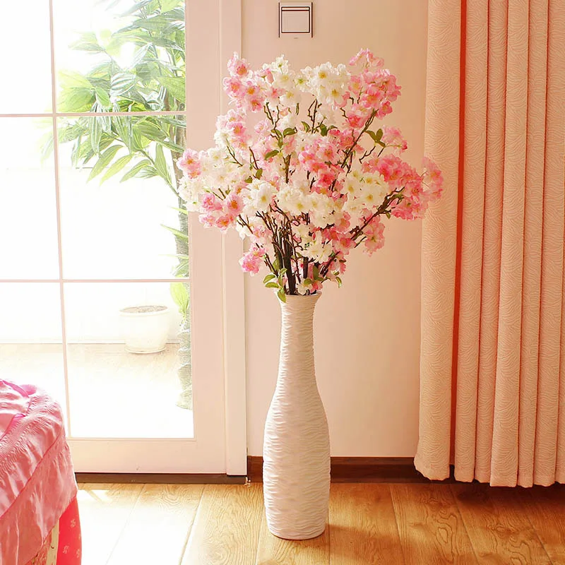 High Artificial Flower Silk Flower Bountyless Home Floor Long Peach Blossom Sakura Flower Arrangements For Men Flowered Blousesflower Zip Aliexpress