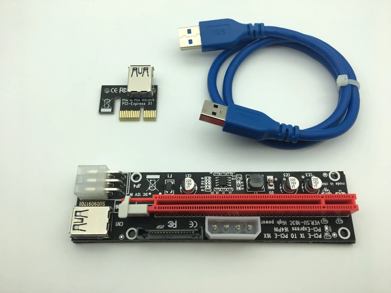 Новый 3 в 1 Molex 4Pin SATA 6PIN PCIE PCI E Express 16x слот Riser Card 1x к USB 0 кабель для биткоина BTC Miner